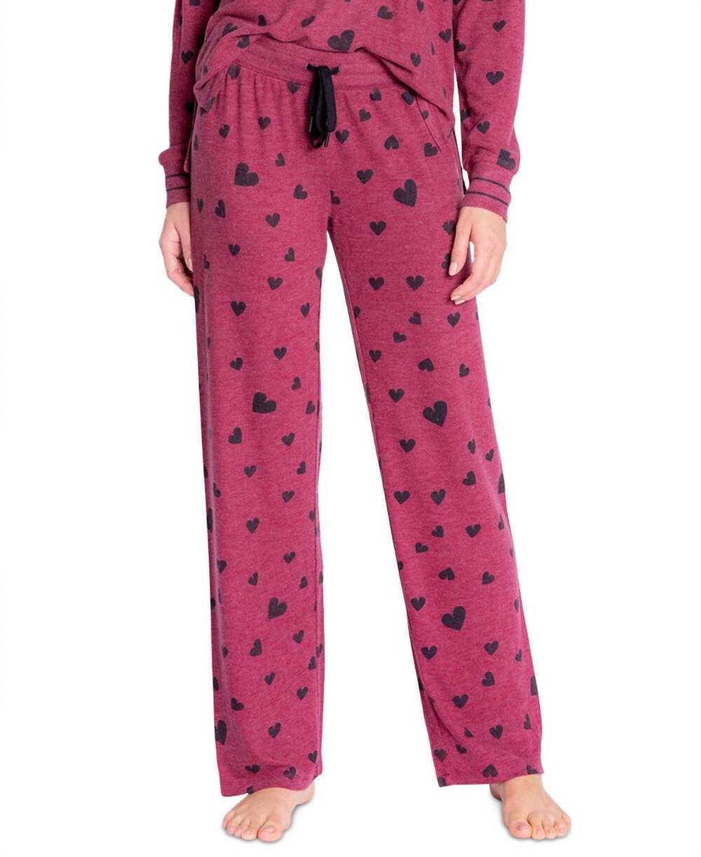 NEW INSOMNIAX women's printed open leg pajama pants in wine